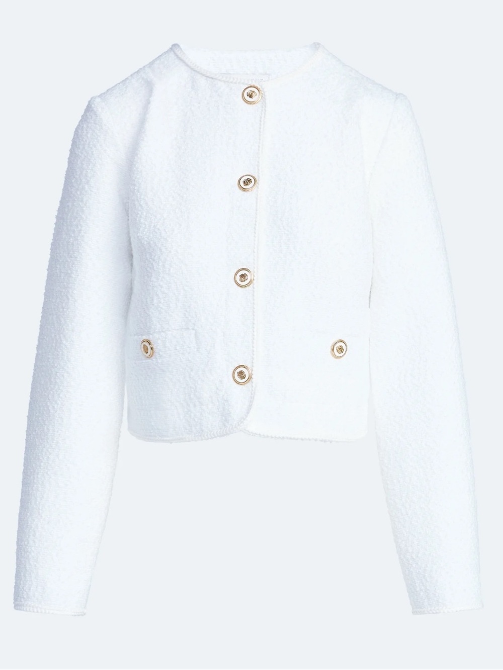 Free Assembly Women's Collarless Nubby Jacket with Long Sleeves